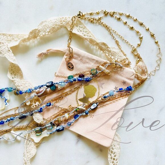 FREE PEOPLE x Ariana Ost Layered Gold Necklace In Gemstones - EXCLUSIVE! - Picture 6 of 6